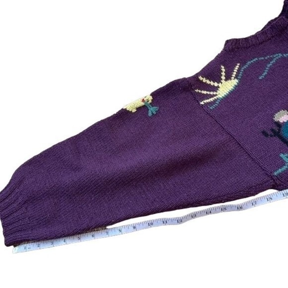 Berek Wool Sweater Farmcore Picket Fence Rooster Knit Cottagecore Size Small - Picture 9 of 9